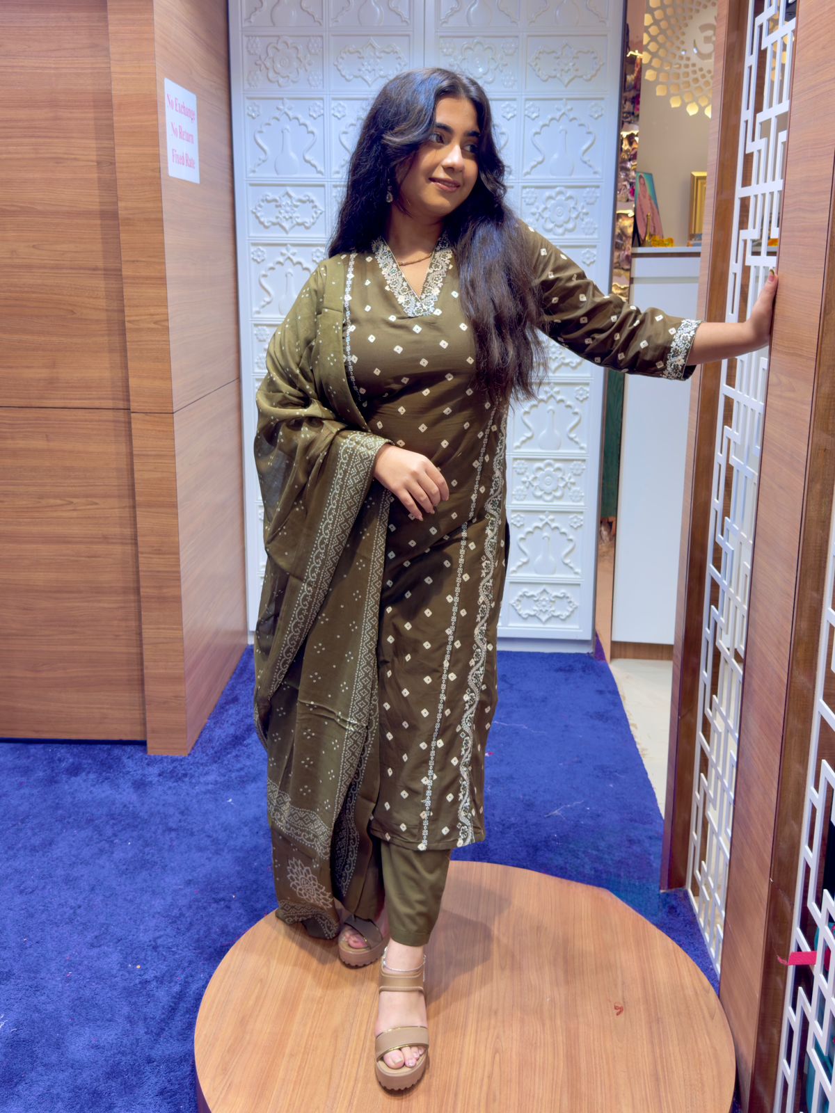 graceful olive-green ethnic set