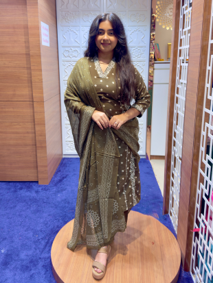 graceful olive-green ethnic set