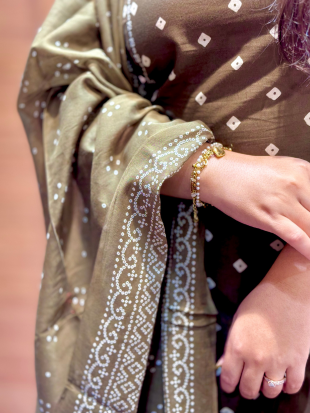 graceful olive-green ethnic set