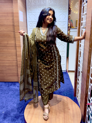 graceful olive-green ethnic set